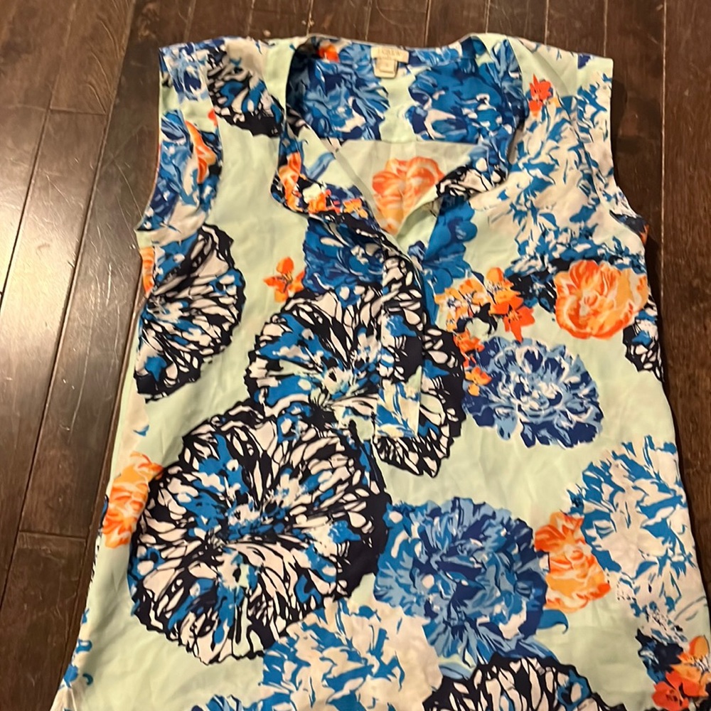 J. Crew Hydrangea Print Polyester Shell - image 1